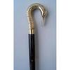 Brass Antique Collectible Full Brass Swan Style Handle Cane Wooden Walking Stick