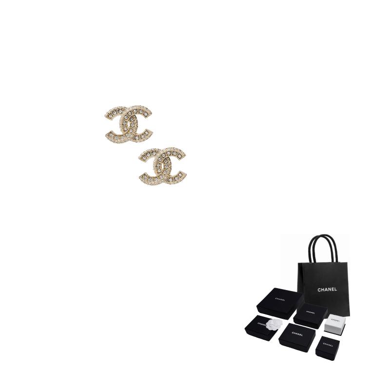 Chanel Модные и Изысканные Серьги с Двойной Буквой C Женские Золотые