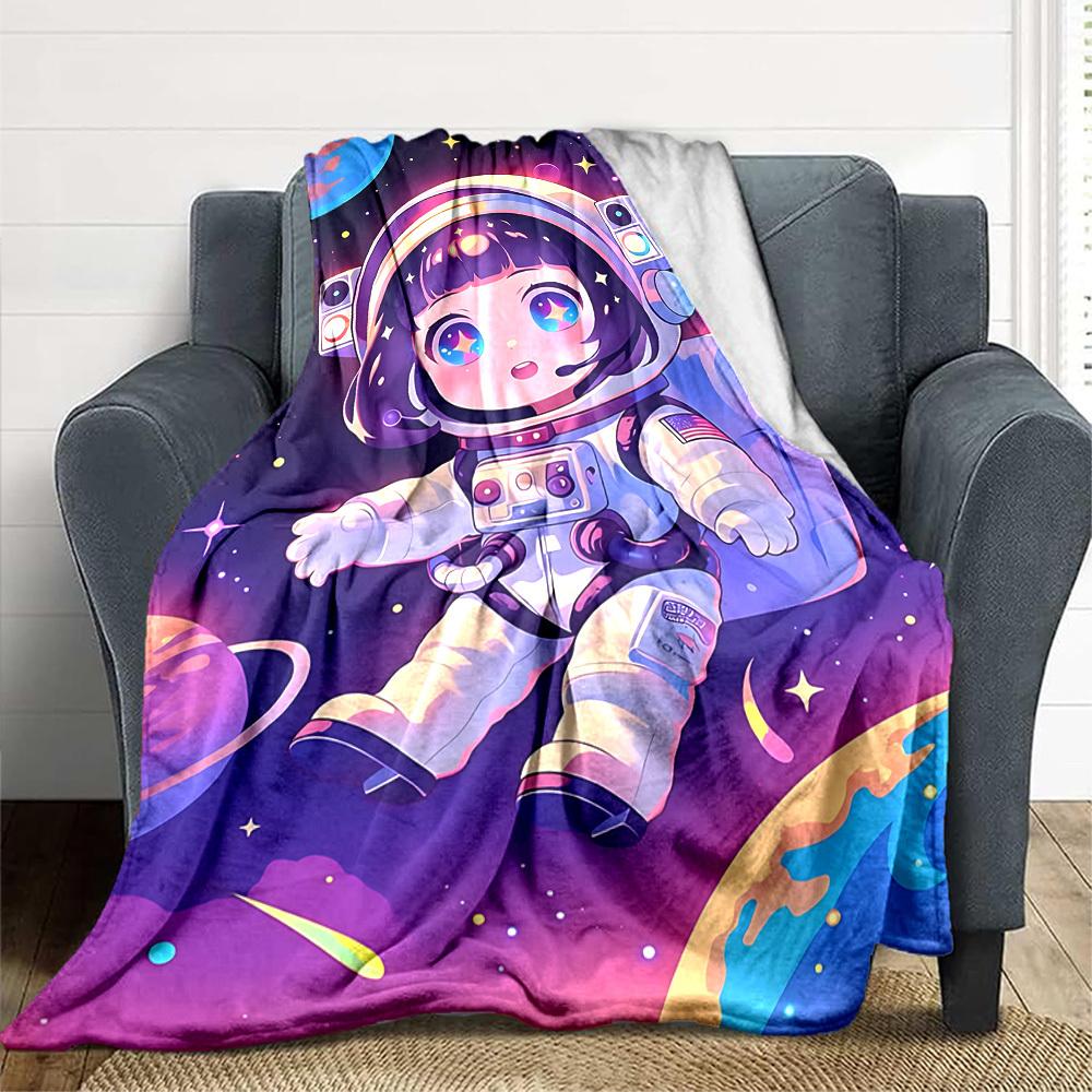 1pc Astronaut Costume Blanket, Lightweight Flannel Fleece with Digital Printing, Soft Warm for Sofa, Travel, Camping, Office, Couch, Chair, and Bed, A