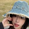 Ретро-шляпа-ведро из грубого денима, женская весенне-летняя модная повседневная шляпа с большими полями, солнцезащитная козырек