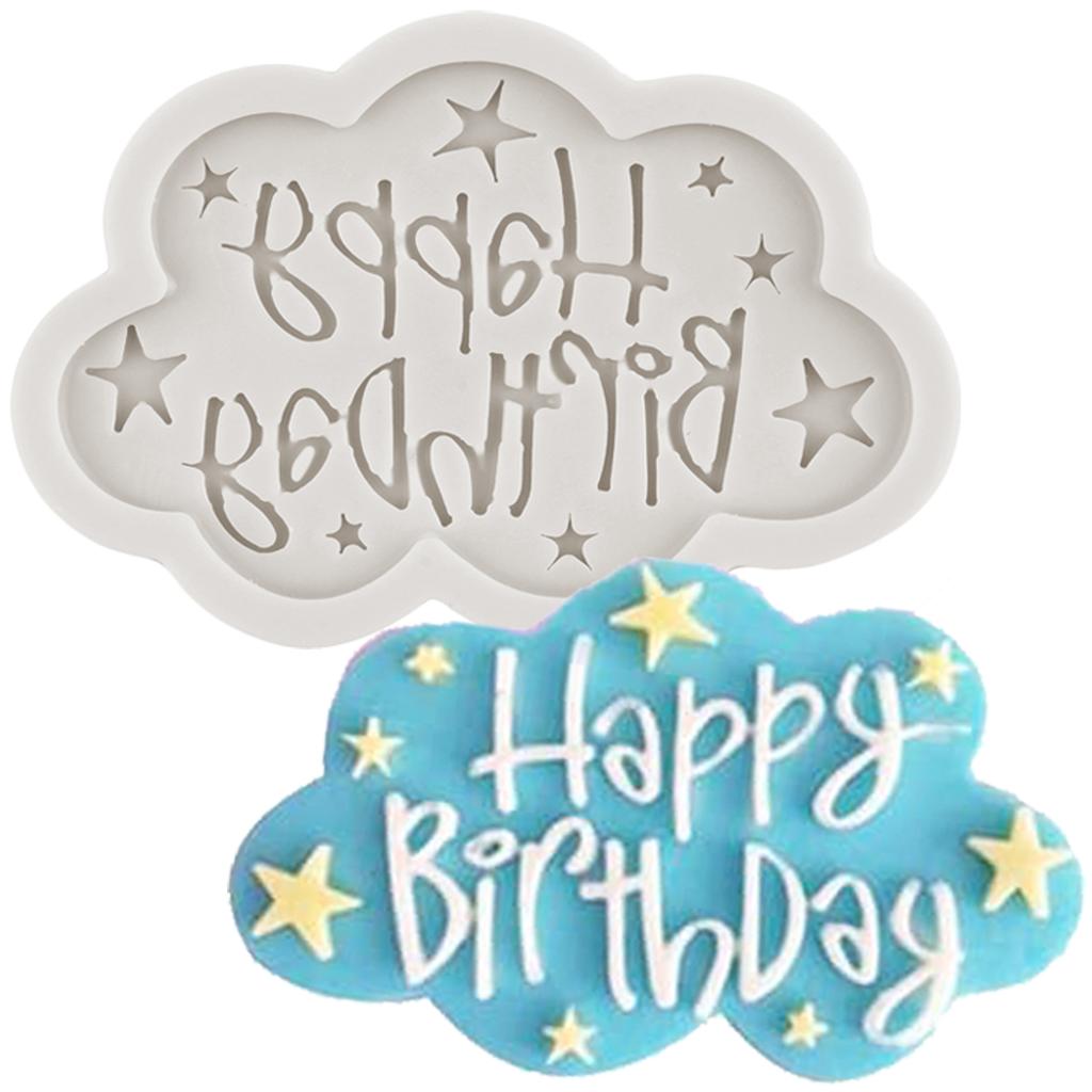 DIY Форма Облака С Днем Рождения Буквы Силиконовая Форма Кекс Выпечки Шоколадной Помадки Формы Конфеты Торт Десерт Украшения Инструменты