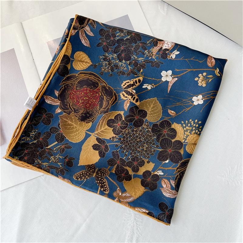 110*110 Cm Square Silk Scarf Women's Fashion Printed Small Neck Scarf Office Women's Hair Belt Folar Handkerchief Women's Handkerchief Shawl Scarf