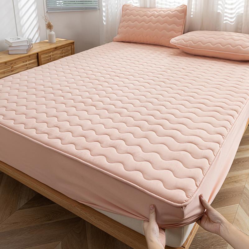 2026 New Queen King Quilted Waterproof Mattress Cover with Elastic Twin/Full Size Fitted Sheet Solid Color Bed Covers (No Pillowcase)