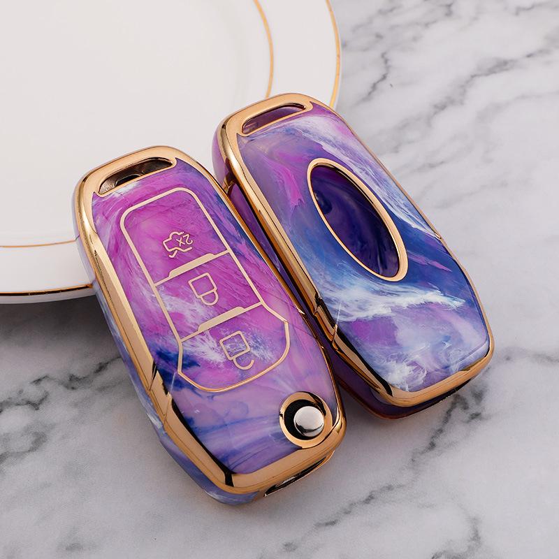 Guochao Ford Car Key Case for Focus, Escort, Mondeo, Edge, Ecosport - TPU Full Protection