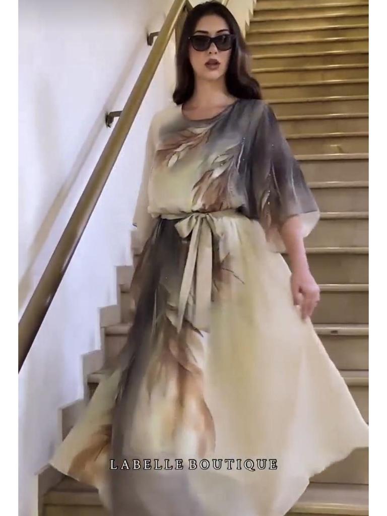 Европейское и американское платье с принтом 2025 Модель 5593