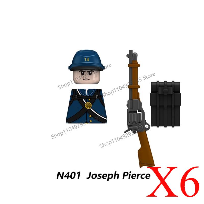N417-422 MOC Military Soldiers Figures Building Blocks US Army Cavalry Artillery Guards Officer Accessories Guns Bricks Toys Boy