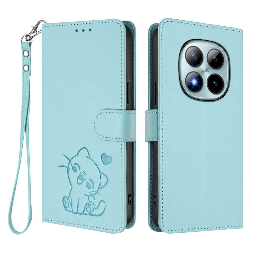 For Xiaomi Redmi Note 15 Pro+ 5G Wallet Case with Wrist Strap Love Cat Pattern Imprint Leather Phone Cover
