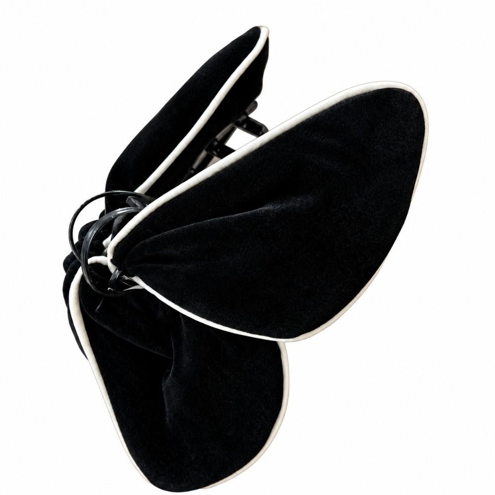 Velvet Fabric Butterfly Claw White Trim Shark Clip Fashion Hair Jaw Clip Outdoor