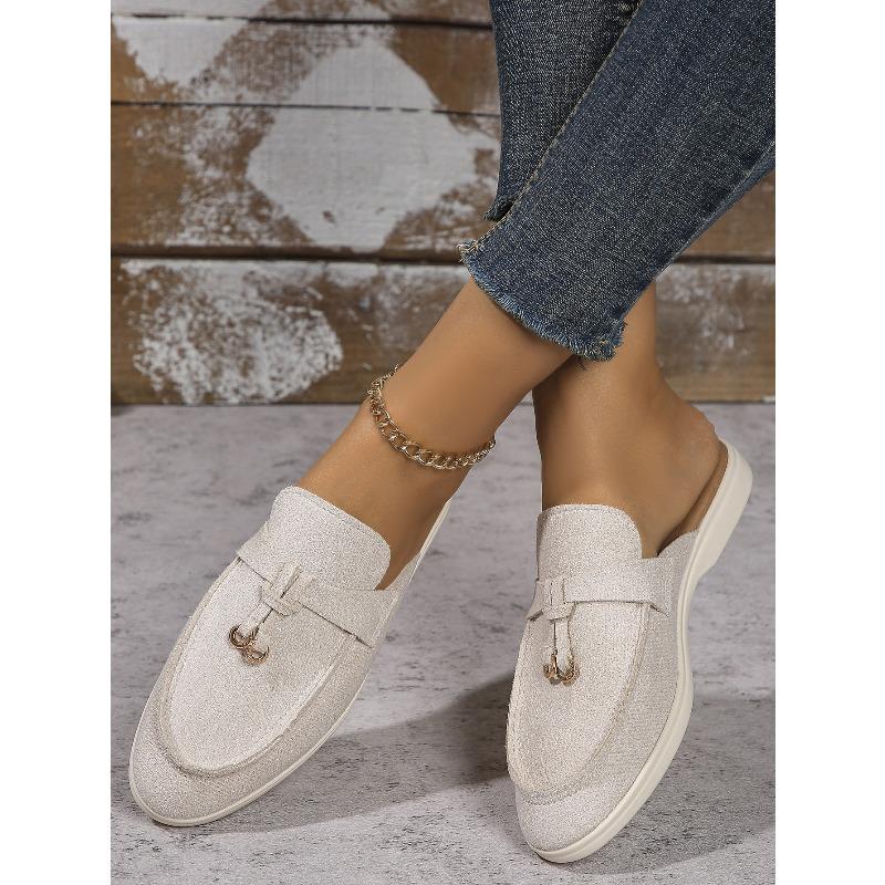 Весна Новые Женские Туфли-Мюли С Закрытым Носком и Ремешком Слингбэк Повседневные Слипоны Уличная Ленивая Обувь