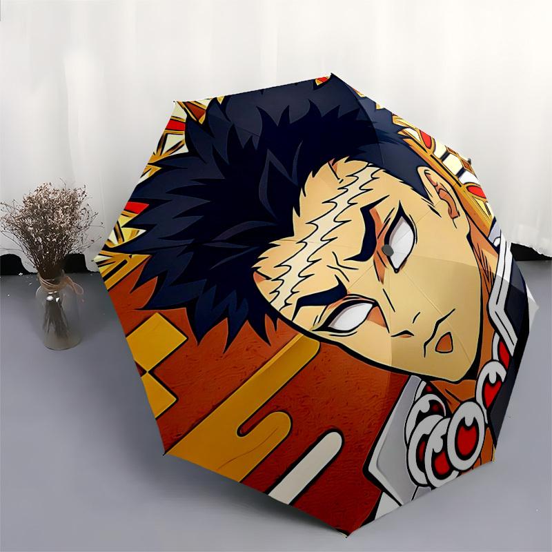 1pc Anime Character Umbrella with Stained Glass Design - Auto Open Close Folding Umbrella, 3-Fold Design, 8-Bone Iron Frame, Outdoor, Festival Gift fo