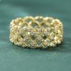 Classic Inlaid White CZ Women's Ring Vintage Gold Color Hand Carving Flower Daily Wear Party Jewelry Anniversary Gift