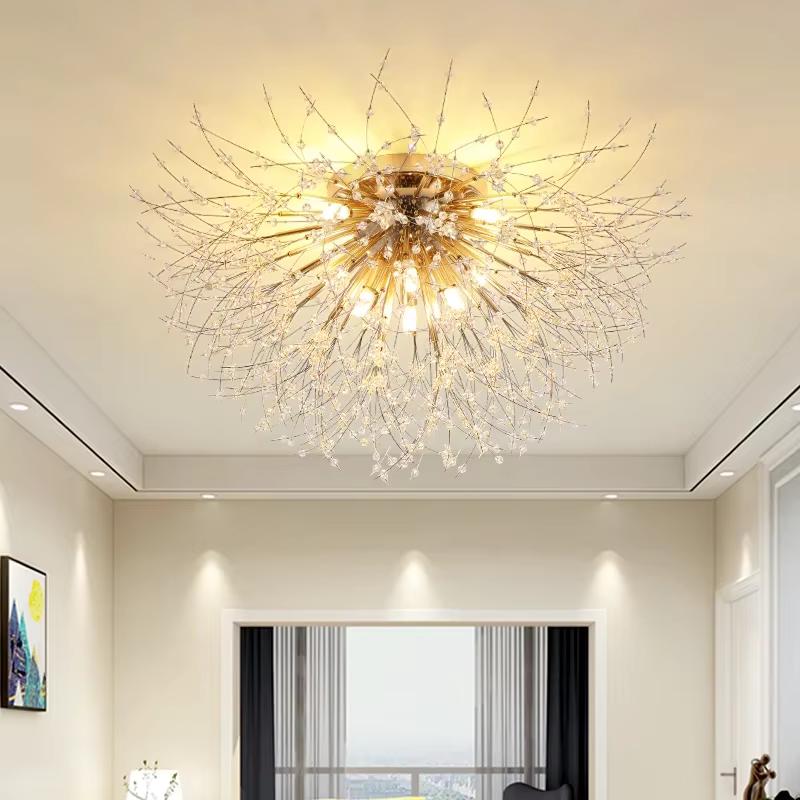 Nordic Modern Dandelion Ceiling Light Crystal Light Romantic Bedroom Dining Room Living Room Firefly Fireworks Lighting(bulb NOT Included)