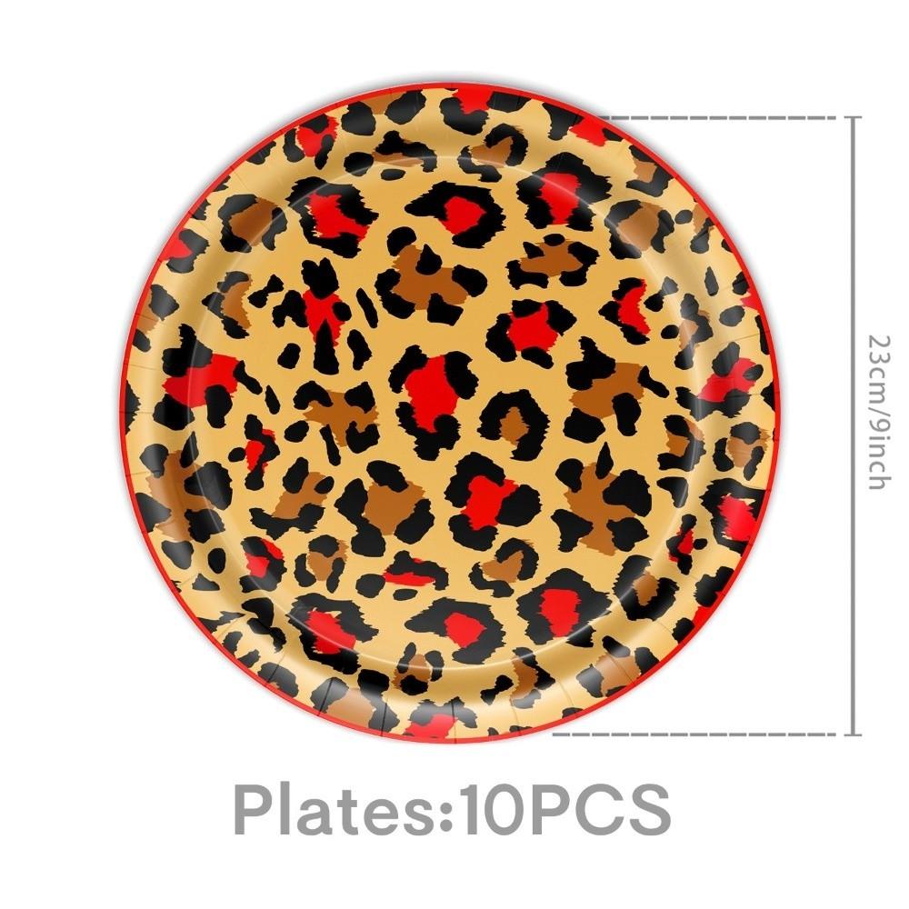 96PCS Happy Birthday Banner Cheetah Print Birthday Decorations Tablecloth Napkin Tableware Set Food Grade Leak-proof