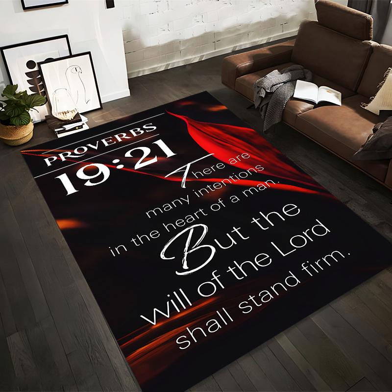 Proverbs 19:21 Inspirational Quote Rug Non-slip rug suitable for living room and bedroom sofas.