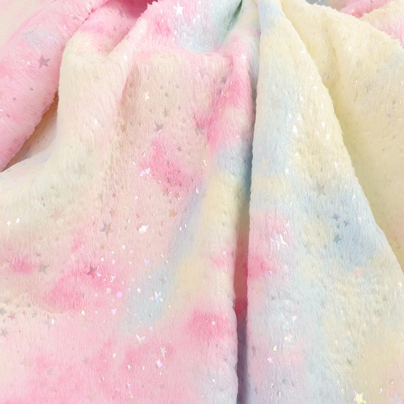 Разноцветная плюшевая ткань с узором в виде звезд из кроличьего меха для домашнего текстиля, одежды, подушек, обуви и шляп