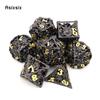 7 Pcs Golden Black Octopus Metal Dice Hollow Metal Polyhedral Dice Set Suitable for Role-Playing RPG Board Game Card Game
