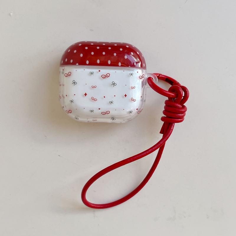 Чехол-подвеска с горошком и бантом для AirPods 3/4 Pro и 1/2 Поколения, Защитный чехол для Bluetooth-наушников