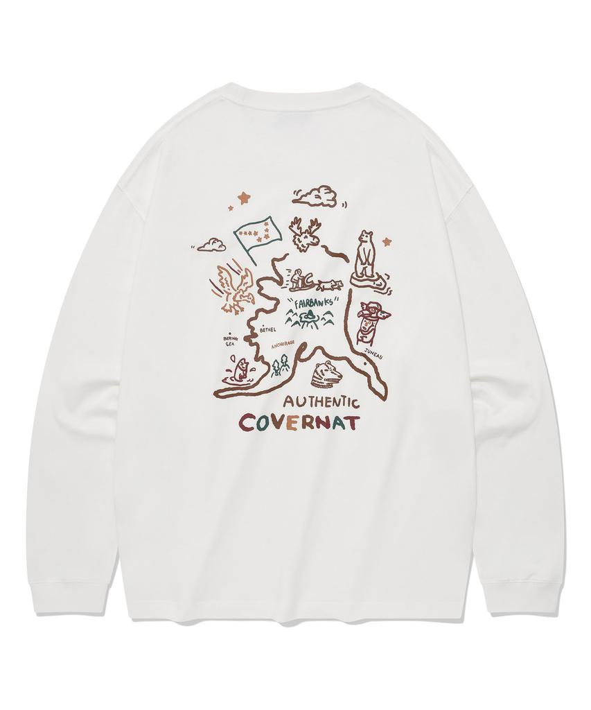 COVERNAT Iceland Line Graphic Long Sleeve White