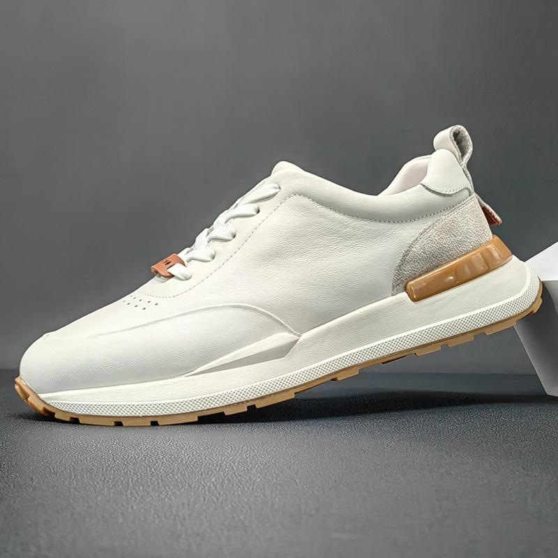 Новое поступление 2024 года, мужская повседневная обувь из натуральной кожи в британском стиле, толстая подошва, мужские кожаные кроссовки для отдыха на открытом воздухе