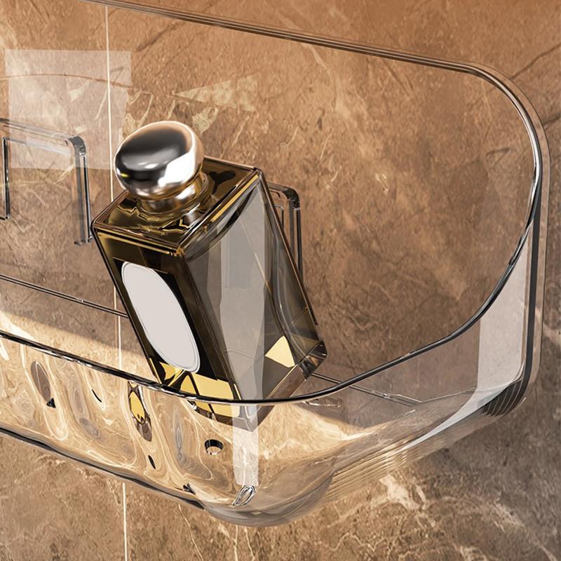 Акриловый прозрачный стеллаж для хранения, настенный дырокол для ванной комнаты, бесплатный лоток для хранения косметики, органайзер для макияжа, ванная комната, кухонная полка