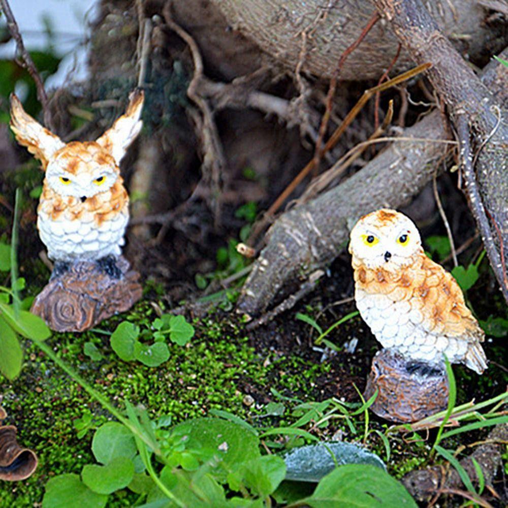 Owl Figurine Resin Realistic Adorable Owl Fairy Garden Decoration Ornament Miniature Animals Landscape Home Decor Accessory