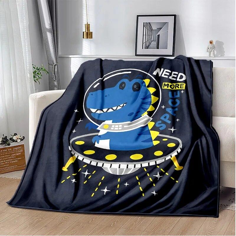 Cartoon Dinosaur Space Cute Dino Children Soft Plush Blanket,Flannel Blanket Throw Blanket for Living Room Bedroom Bed Sofa Kids
