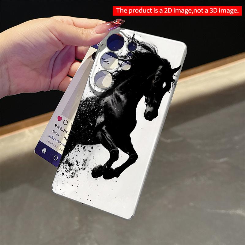 2DFlat Samsung phone case Black Stallion in Motion Applicable to Galaxy S22 S23 S24 S25ULTRA S26 A12 A13 A14 A15 A16