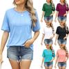 Summer Short Sleeve O Neck Solid Color Casual Women Pullover T Shirt Blouse Top