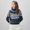 Женский джемпер Komomoka, 100% шерсть, жаккардовый узор Fair Isle, с лацканами