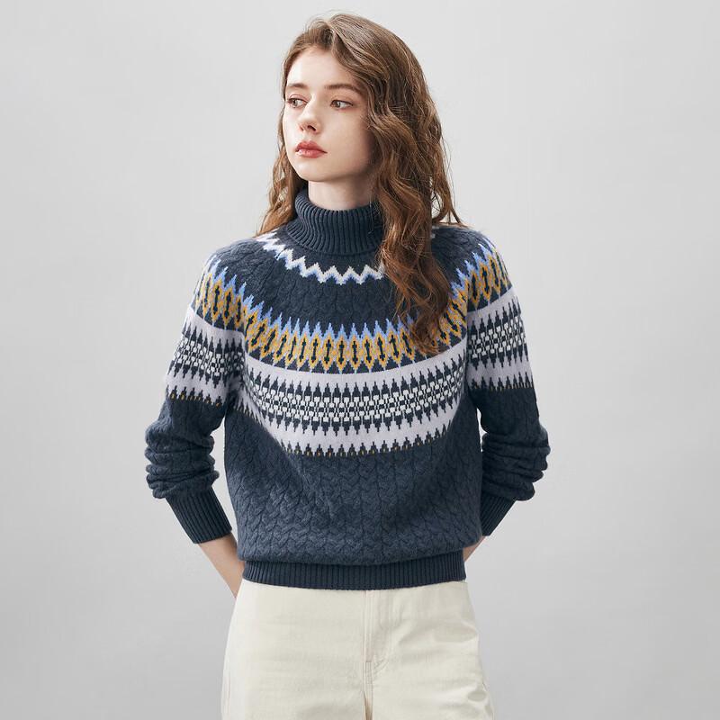 Женский джемпер Komomoka, 100% шерсть, жаккардовый узор Fair Isle, с лацканами