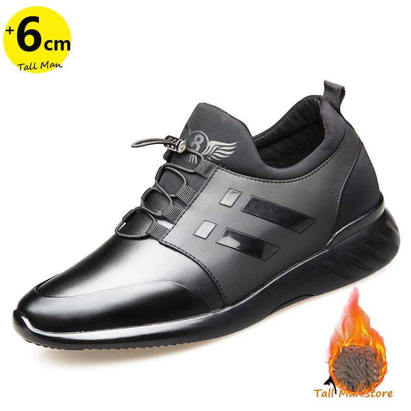 Кроссовки мужские спортивные туфли для увеличения роста стелька 6 см мужские повседневные модные повседневные теплые зимние черные