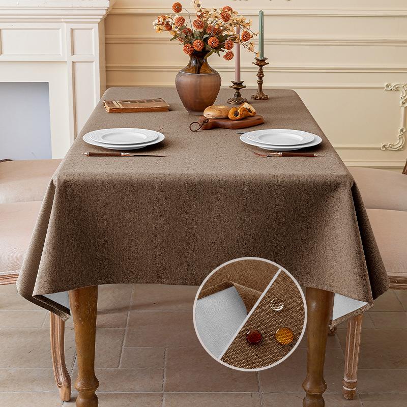 Faux Linen Rustic Reusable Rectangular Table Cloth Cover for Dining Waterproof Waterproof No-wash Dust-proof Coffee Table Cloth
