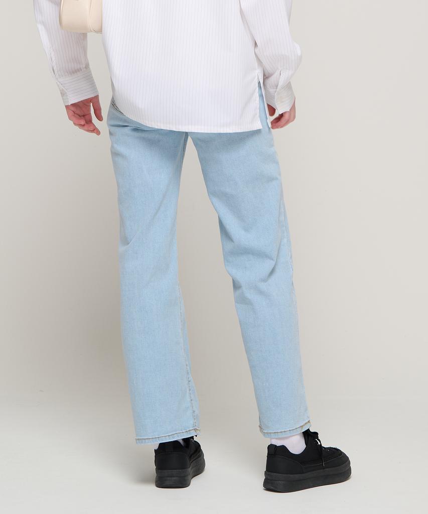 ROIDESROIS Brushed One-Pleat Wide Denim Pants (Light Blue)