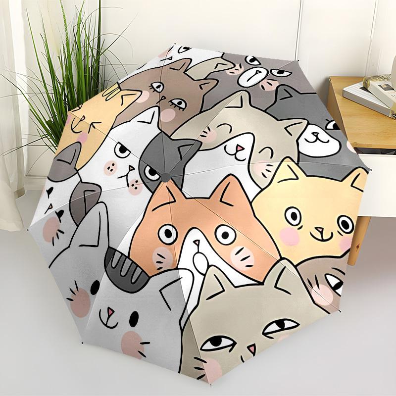1pc Cartoon Cats Automatic Open/Close Umbrella, Folding Compact Umbrella with Lightweight Design for Women/Menyy251028187