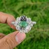 Oval Chrysoprase Gemstone Sterling Silver Solitaire Flower Daughter Ring Jewelry