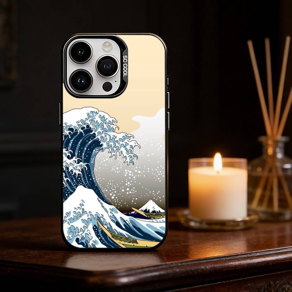 Большая волна у Канагавы Чехол для телефона Серебристая ракушка Для IPhone 17 16 15 14 13 12 11 Pro Max Plus