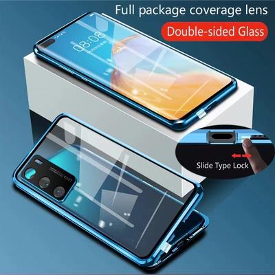 Для Huawei Pura 70 P60 P50 Pro магнитно-адсорбционный двусторонний стеклянный чехол для Honor 90 80 70 Mate 60 50 Pro, защита объектива, металлическая крышка