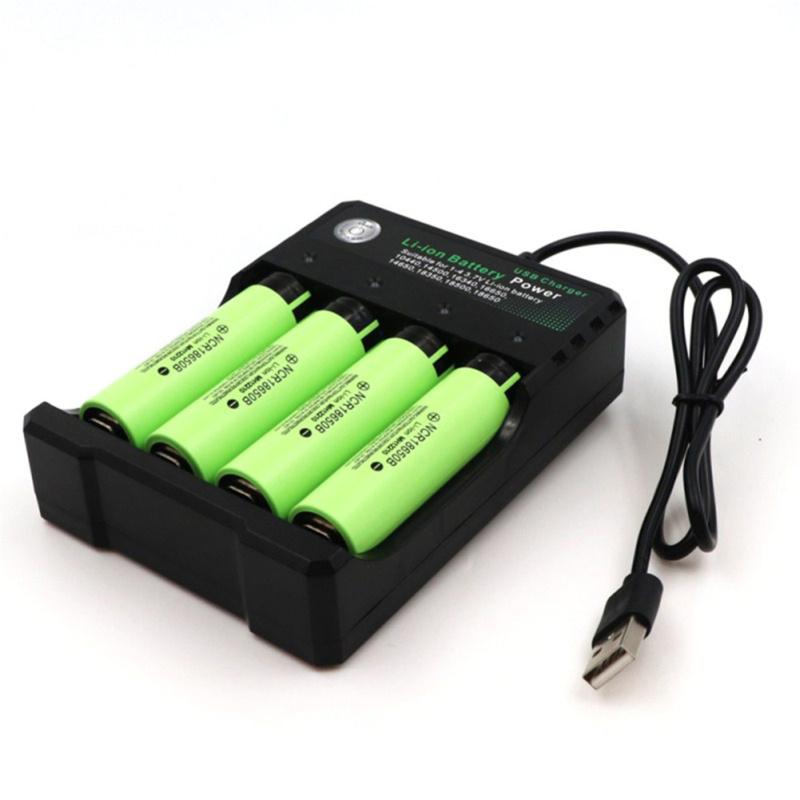 USB Зарядное устройство для аккумуляторов 4 слота Независимый зарядный адаптер Двухцветный индикатор Для 18650 Литиевый