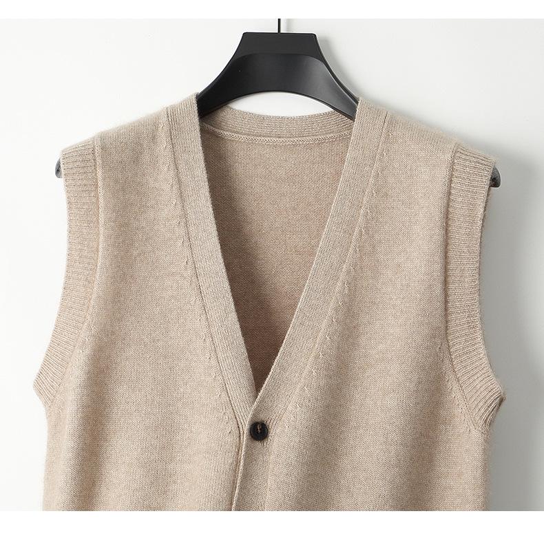 Мужской вязаный жилет однотонный 100% шерсть Business Casual - Коллекция Осень/Зима