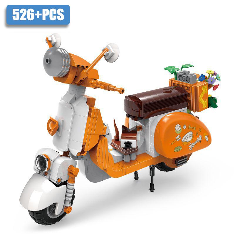 MOC Creative Roman Holiday Vespa Famous Motorcycle Building Blocks City Technical Mini Racing Car Bricks Toys Gift For Children
