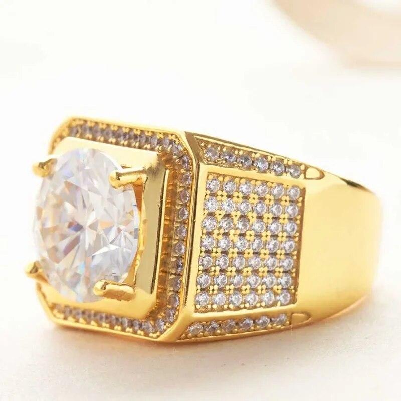 Сертифицированное SACEGEMS GRA кольцо с муассанитом 5 карат VVS1, круглое кольцо-пасьянс с бриллиантом в лаборатории для мужчин, обручальное кольцо, ювелирные изделия