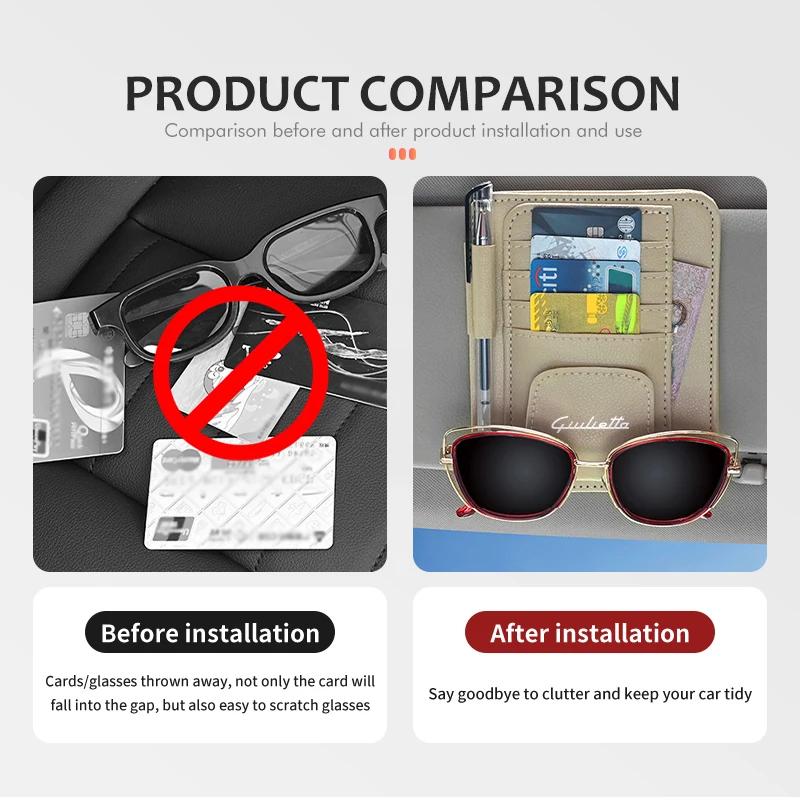 Car Stickers For Alfa Romeo Car Sunshade Storage Bag Card Sunglasses Organizer Holder Accessories For Alfa Romeo GT Stelvio F1 B