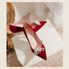 French stiletto wedding shoes 2025 new female wedding bride shoes show clothes wedding dress two wear red high heels