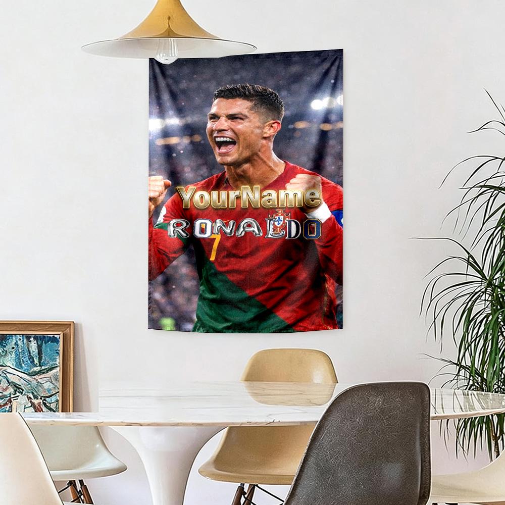 Cristiano Ronaldo Custom Your Name Wall Decor Tapestry Art For Pet Memorial Birthdaywedding Party Backdrop Family Gift