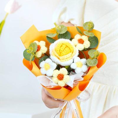 30 см Вязаные крючком цветы Подарочный букет Праздничное украшение Вечное благословение на День святого Валентина Универсальный