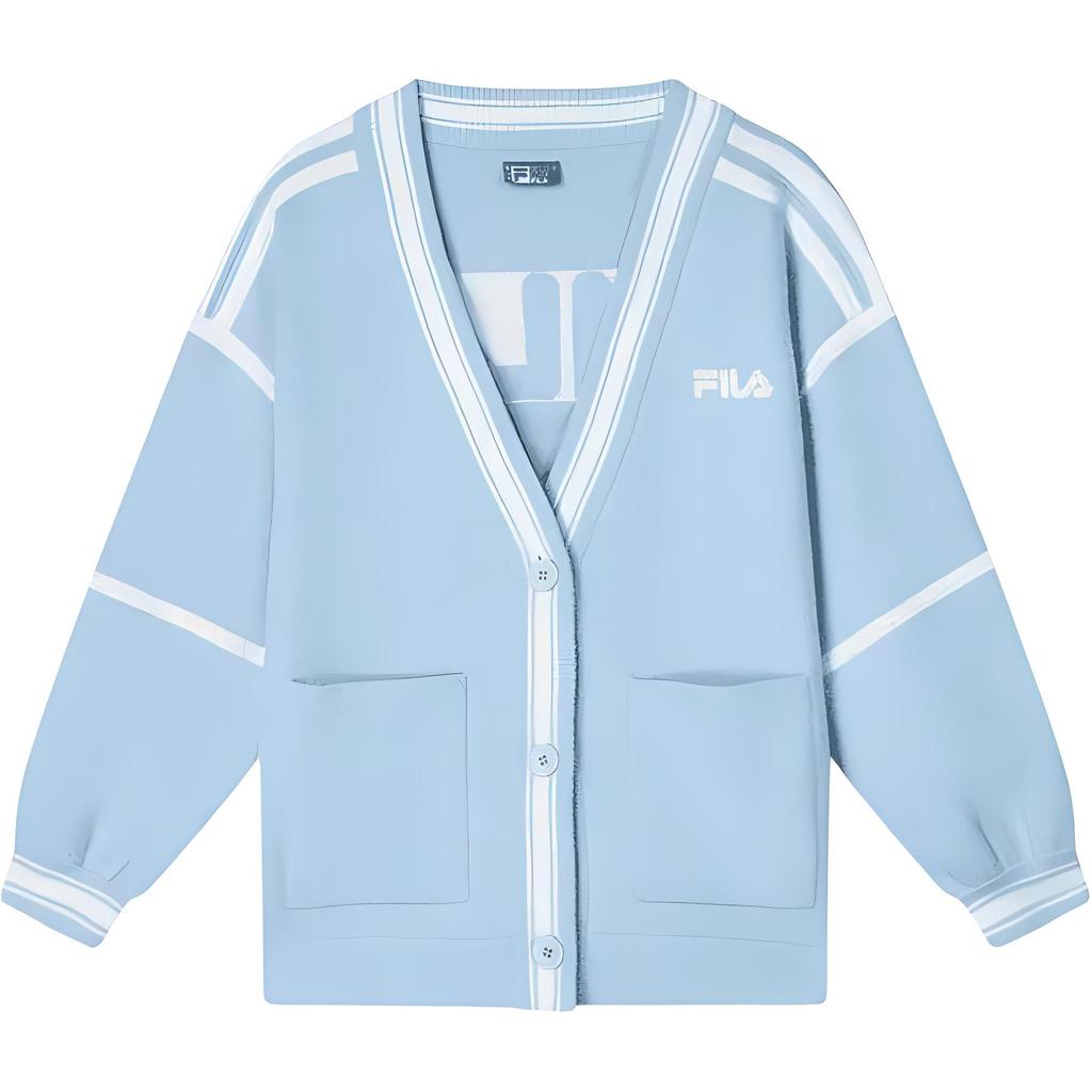 Fila Original Comfortable Loose Warm Soft Knit Sweater Women Sweater Snow-Velvet-Blue F11W349406FBU