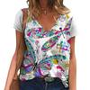 Летняя женская футболка с короткими рукавами и V-образным вырезом в стиле Harajuku с принтом бабочки из полиэстера с 3D-принтом и цифровым принтом