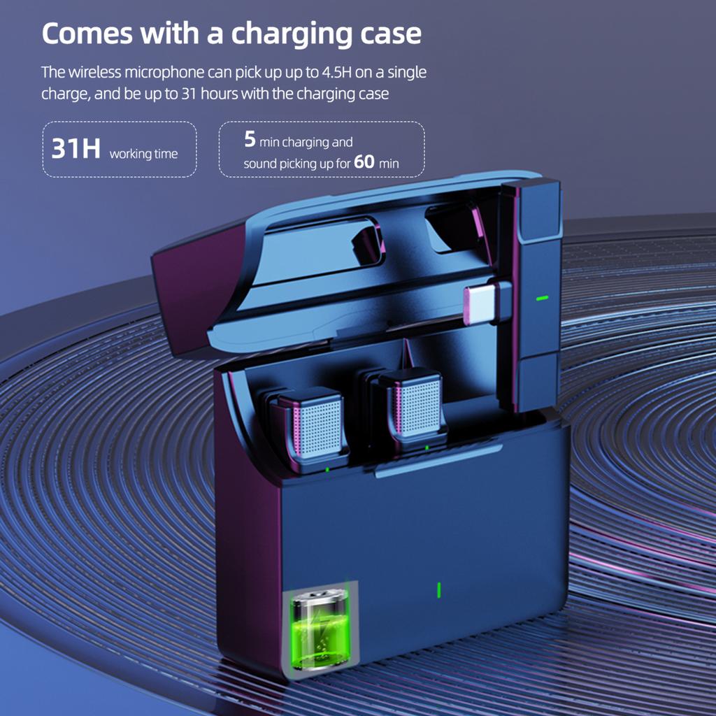 One-Trigger-Two 2.4G Wireless Microphone System Clip-on Microphone for Phone Omnidirectional Mini