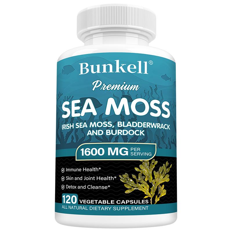 Sea Moss Dietary Supplement, With Organic Bladderwrack Powder, 120 Capsules Per Bottle