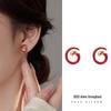 Серьги в стиле ретро Banyan Tree Red Glaze Spiral Snail из серебра 925 пробы для женщин